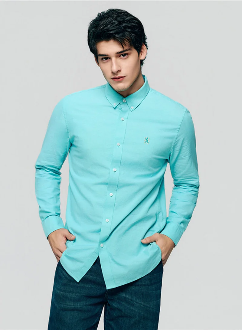 Men’s Cotton Slim Oxford Shirt with Embroidery